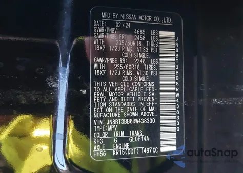 2024 Nissan Rogue Sv Intelligent Awd z USA, uszkodzony, nr VIN JN8BT3BB8RW438330